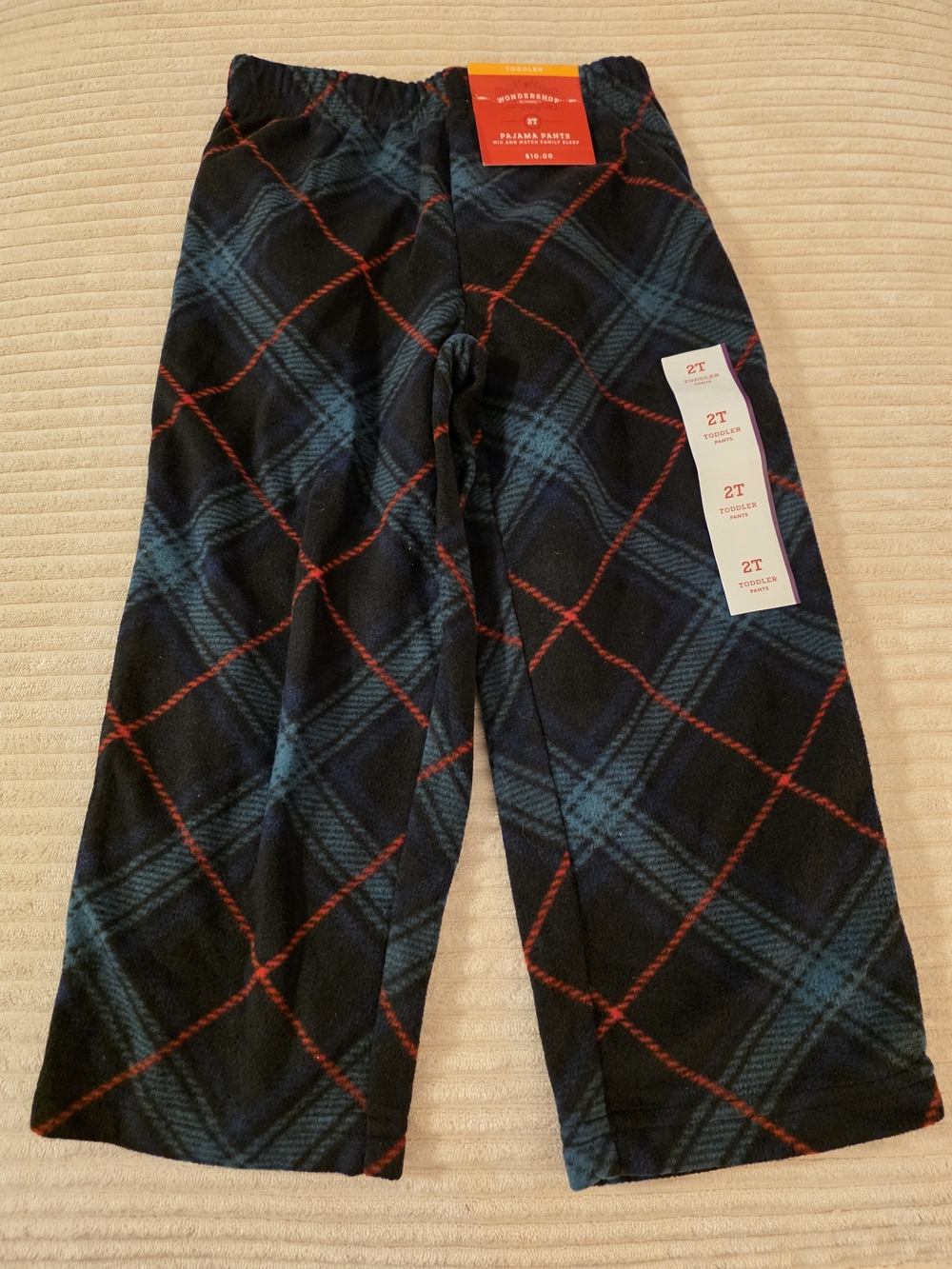 Wondershop Black, Teal & Red Plaid Fleece Pajama Pants